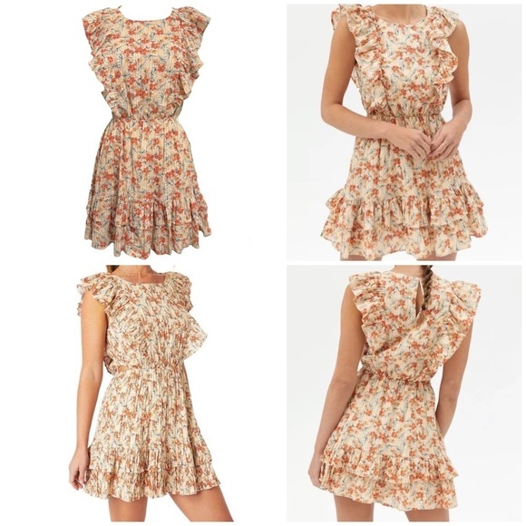 Urban Outfitters MINKPINK Zahari Floral Cutout Mini Ruffle Dress Size Small - Picture 1 of 8
